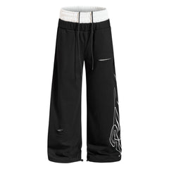 STARRVAINT “Distressed Panel Wide-Leg Sweatpants”