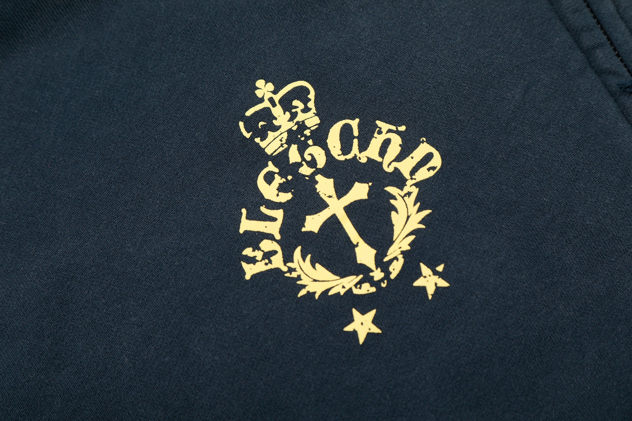 STARRVAINT Distressed Crest Zip-Up Hoodie