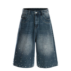 STARRVAINT Studded Denim Shorts