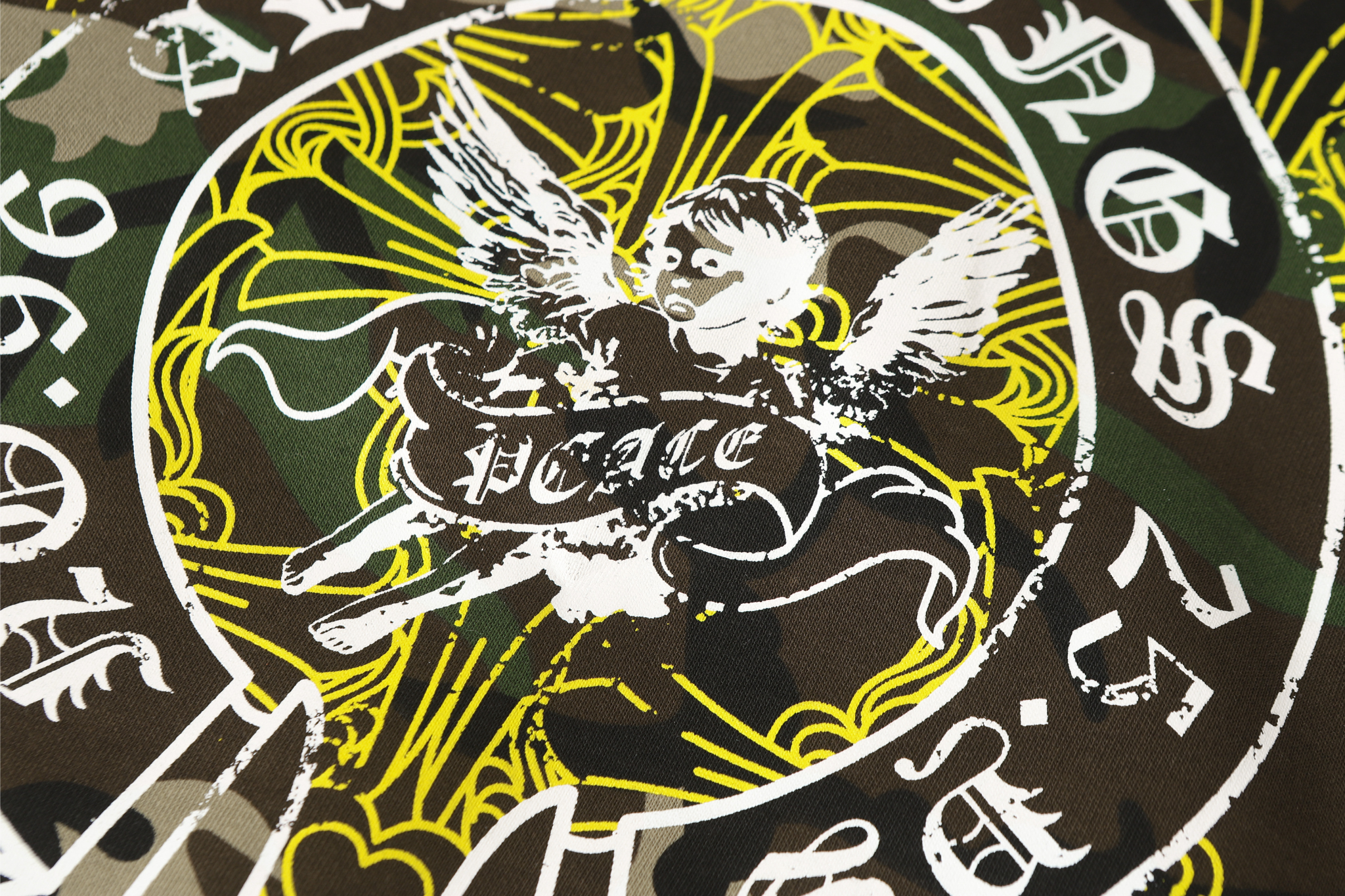 STARRVAINT Camo Angel Graphic Zip Hoodie