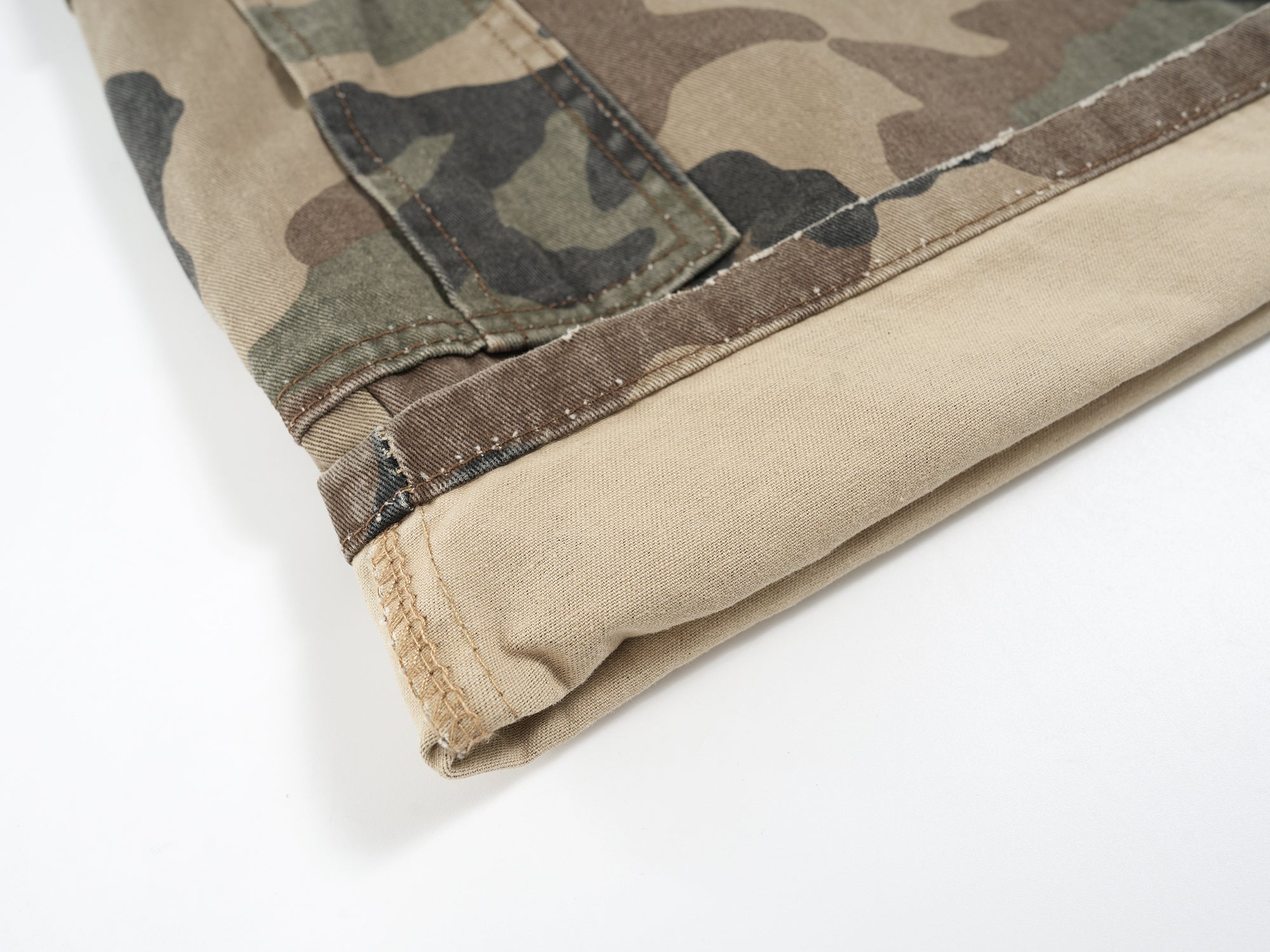 STARRVAINT Distressed Camo Cargo Shorts