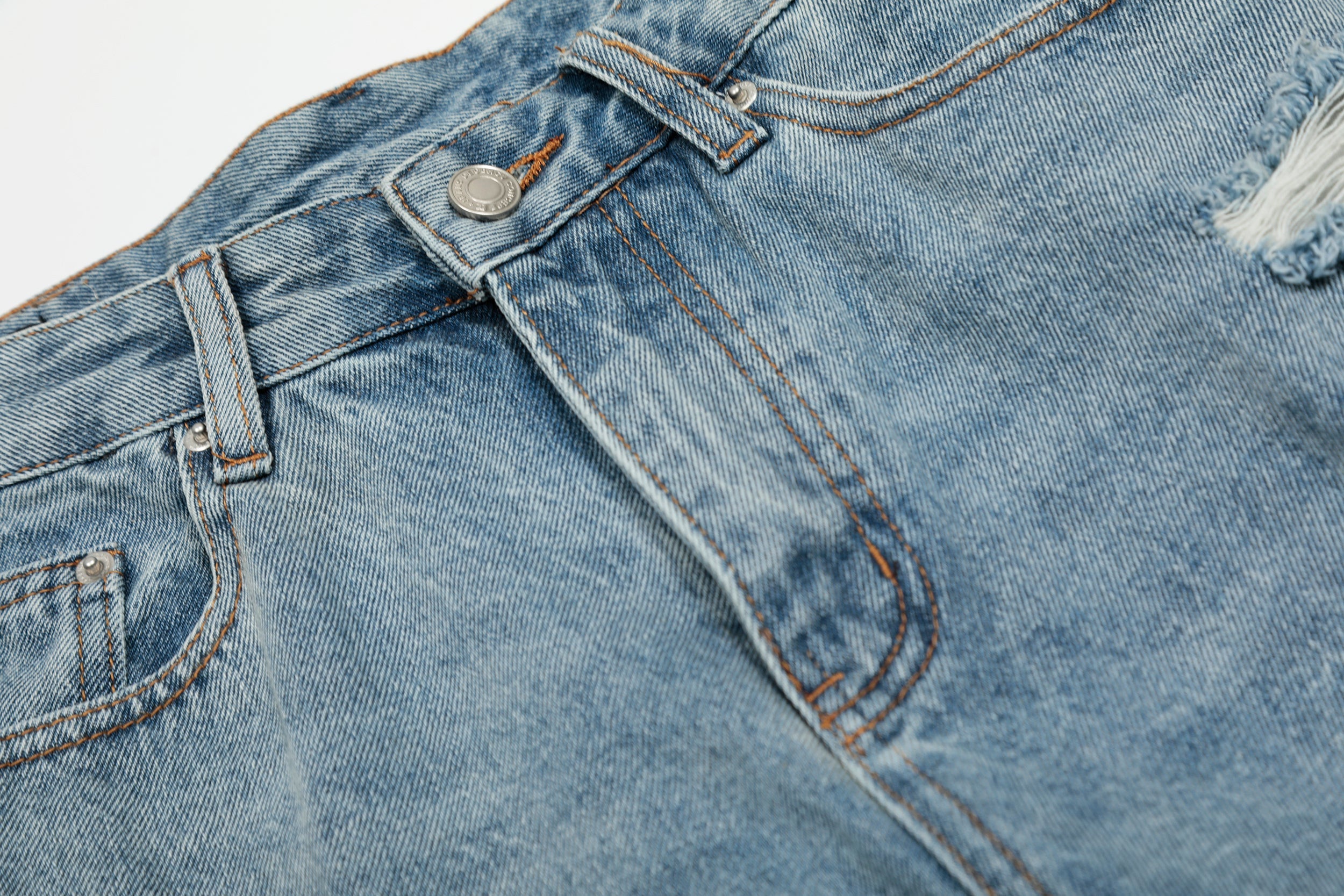STARRVAINT Destroyed Fringe Denim Shorts