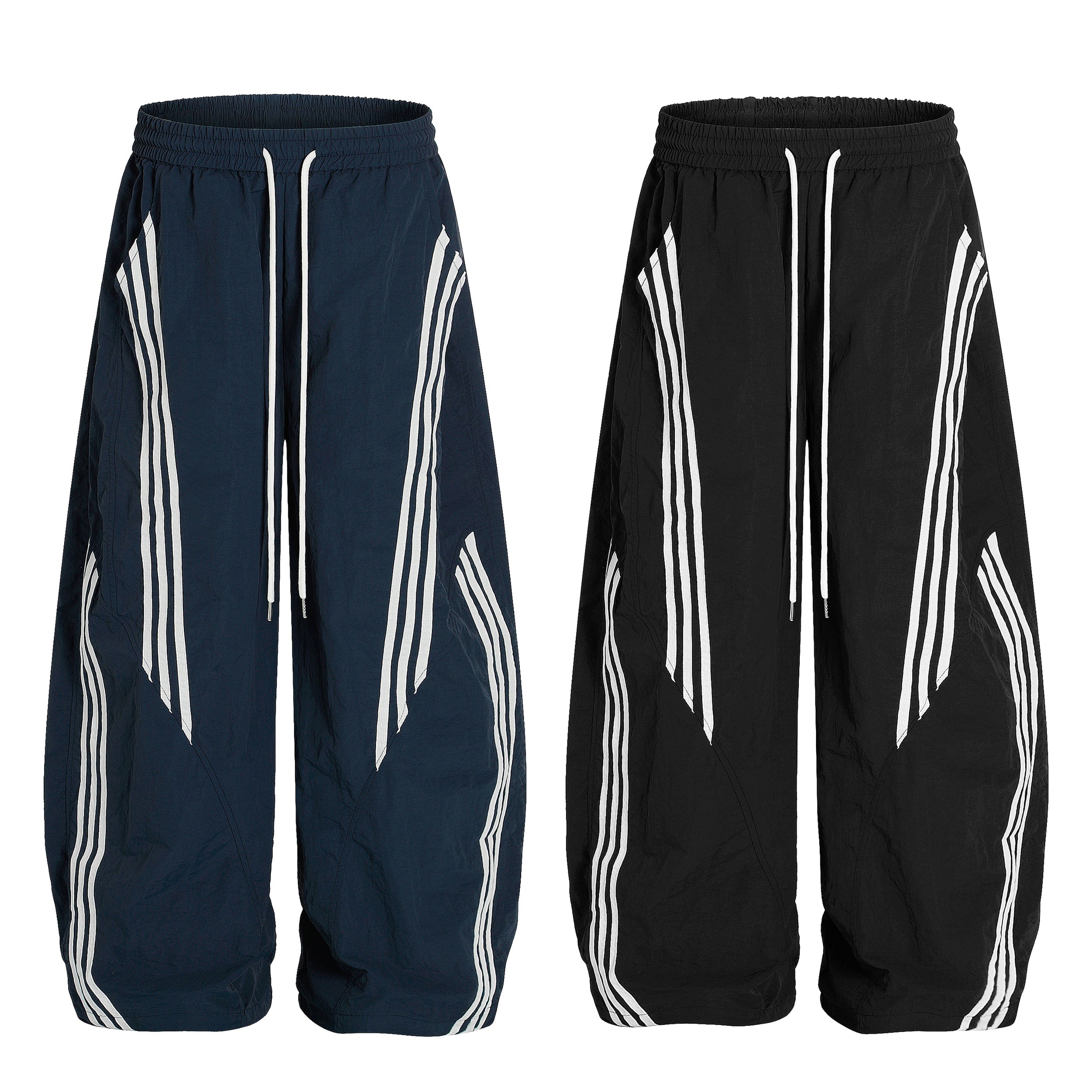 STARRVAINT Nylon Multi-Stripe Track Wide-Leg Pants
