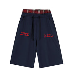 STARRVAINT Plaid-Waist Logo Shorts