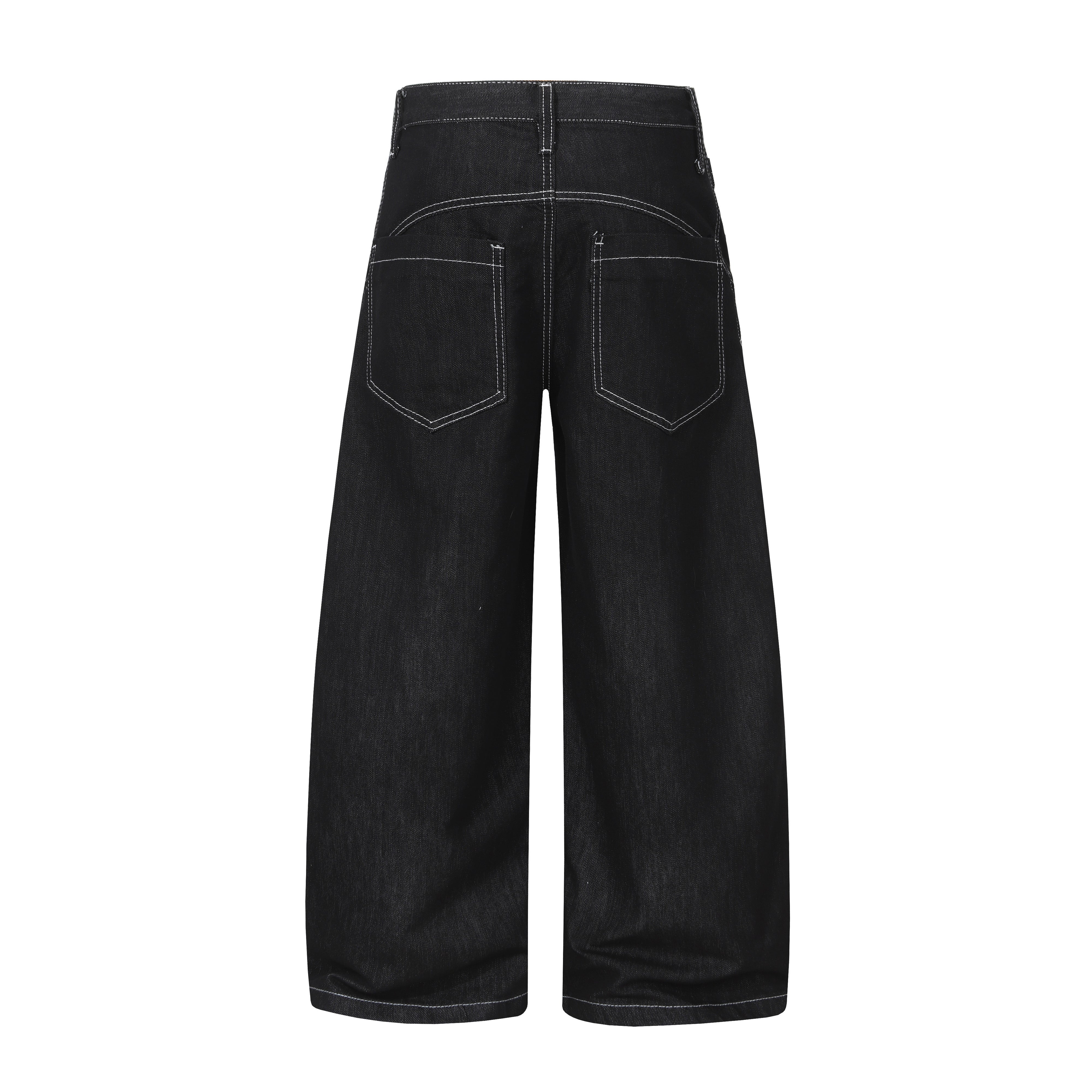 STARRVAINT Buckle Detail Wide-Leg Denim Pants