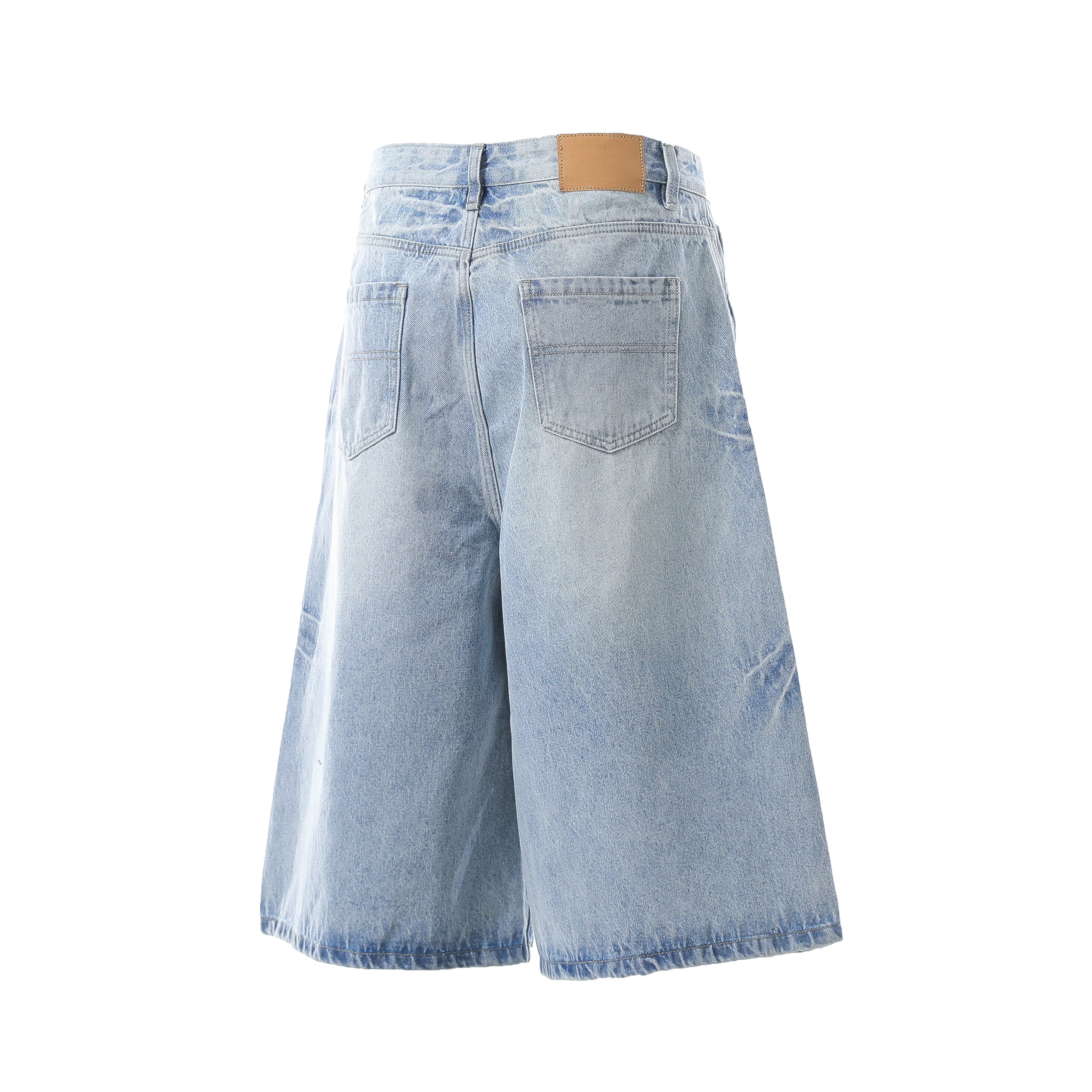 STARRVAINT Vintage Wash Wide-Leg Denim Shorts