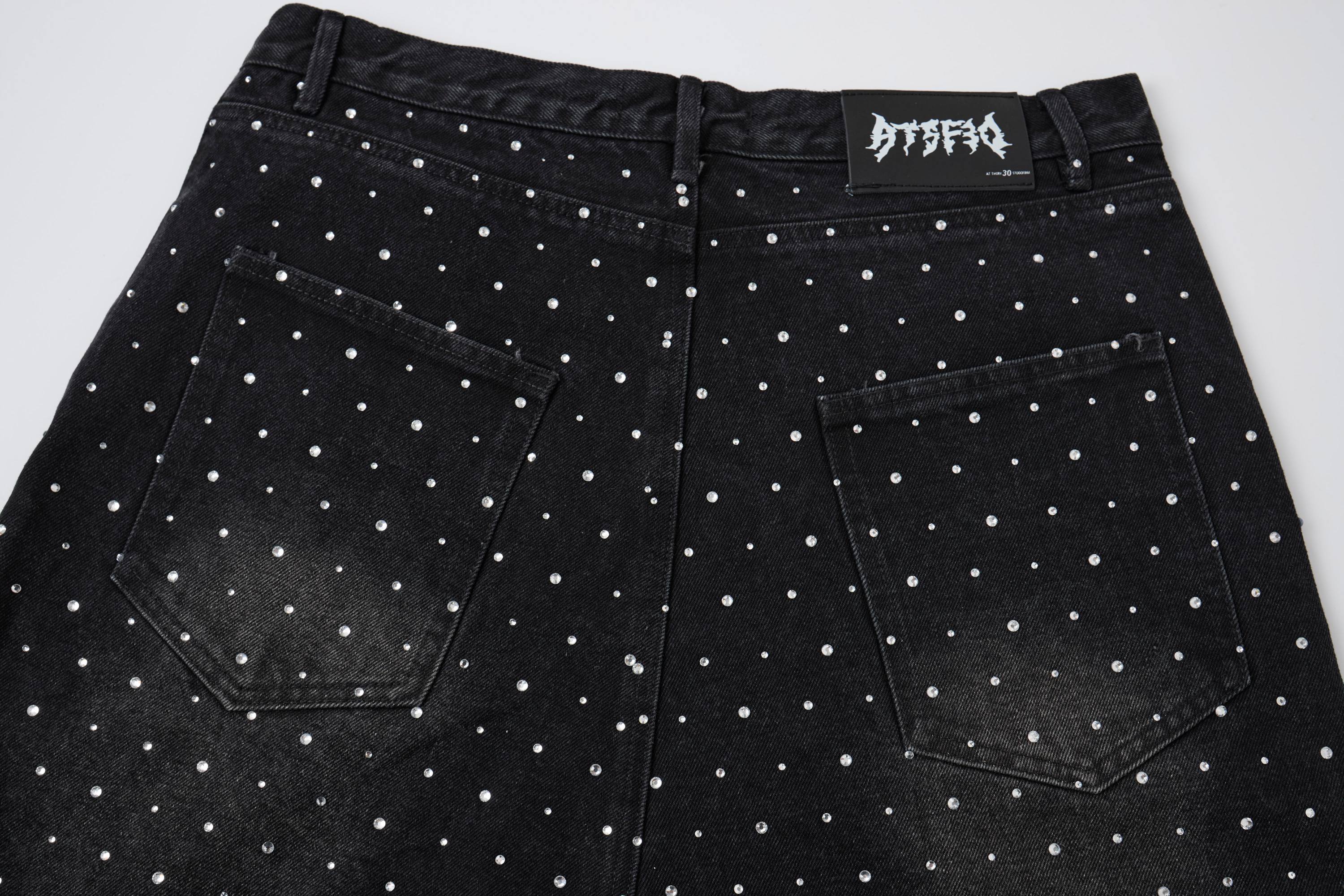 STARRVAINT Pearl Studded Denim Shorts