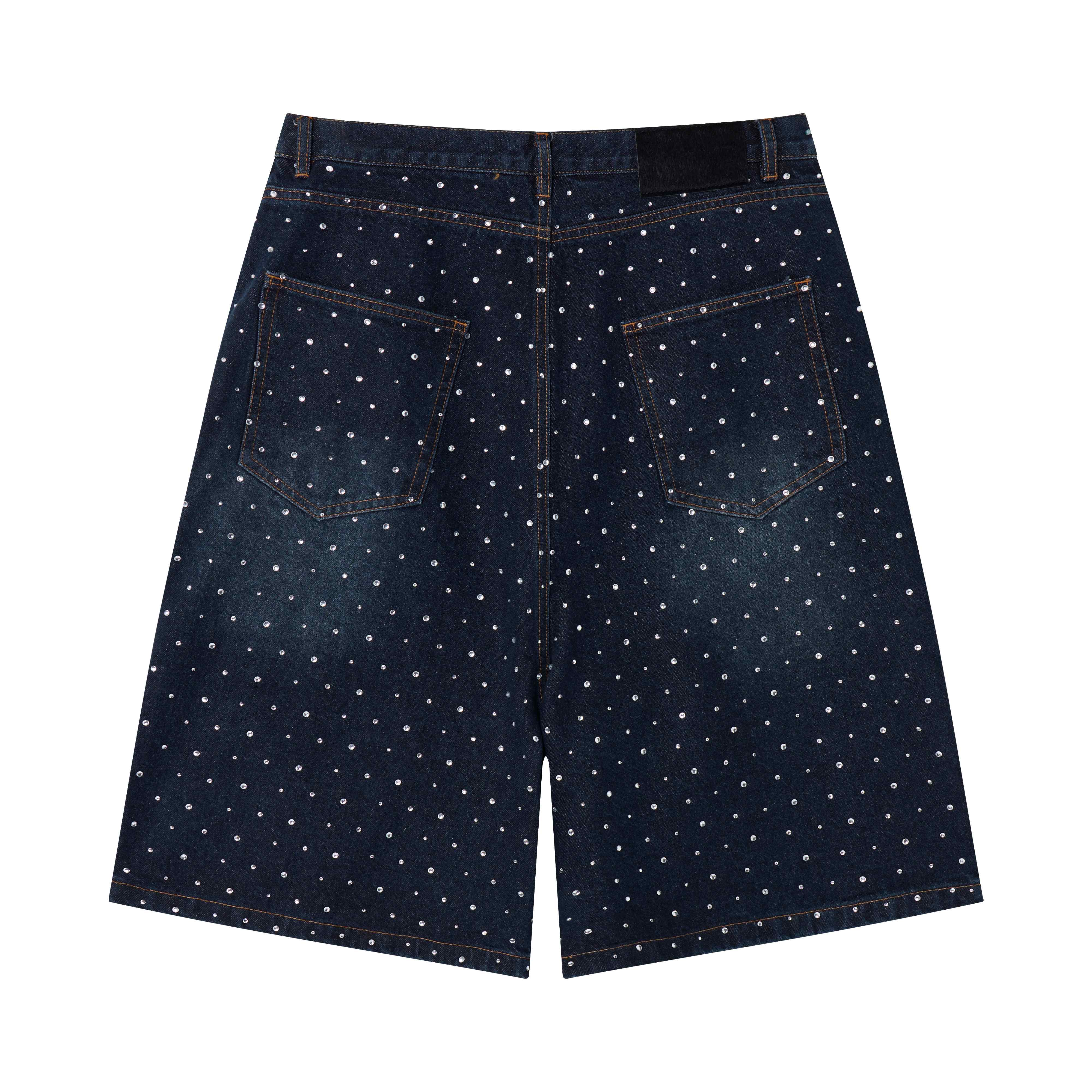 STARRVAINT Pearl Studded Denim Shorts