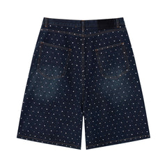 STARRVAINT Pearl Studded Denim Shorts