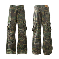 STARRVAINT Distressed Camo Cargo Pants