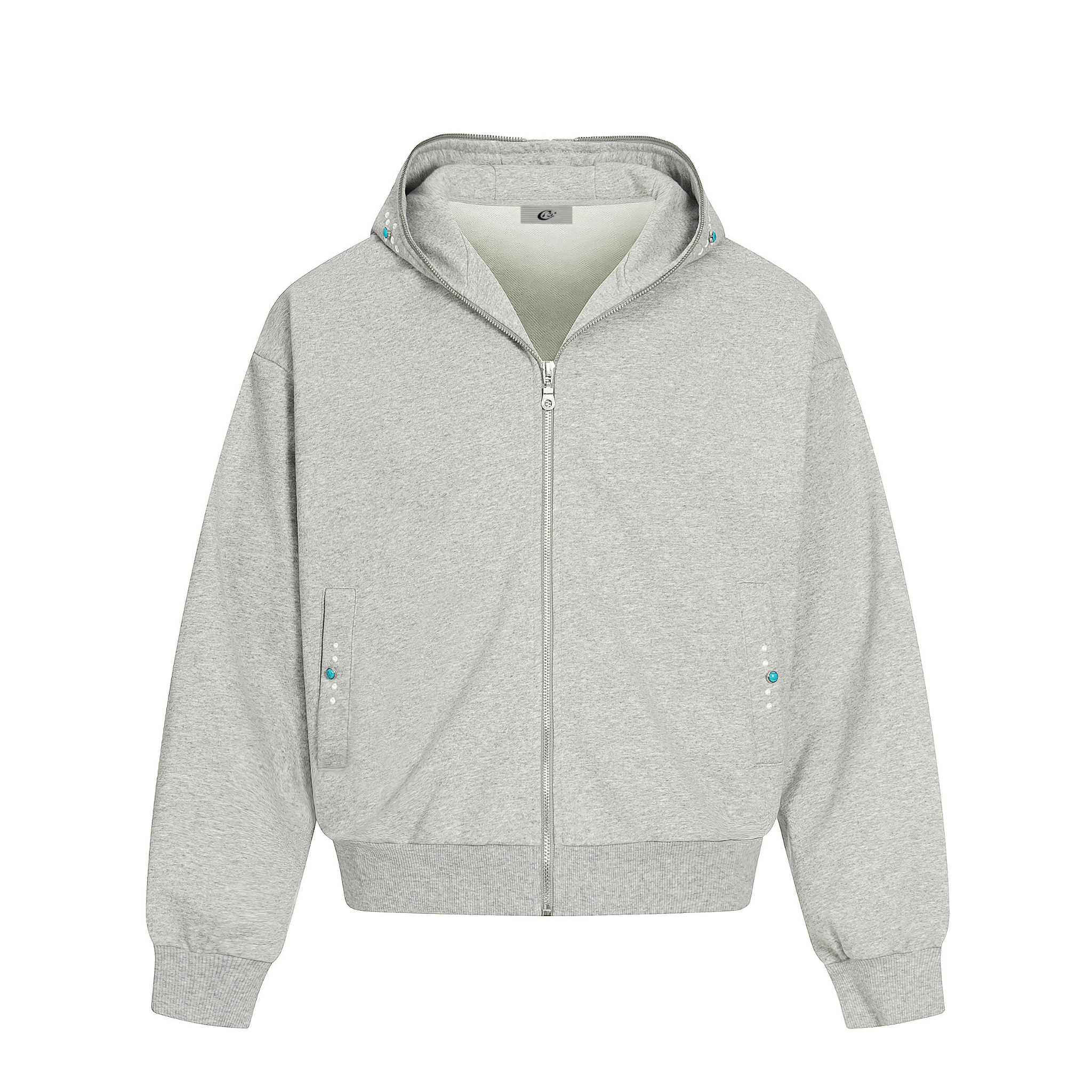 STARRVAINT Minimal Dot-Detail Zip Hoodie