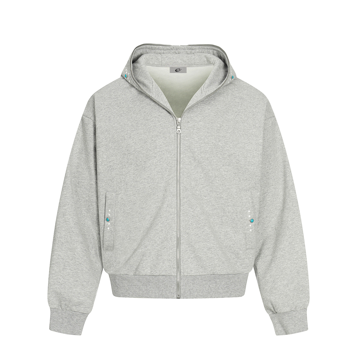 STARRVAINT Minimal Dot-Detail Zip Hoodie
