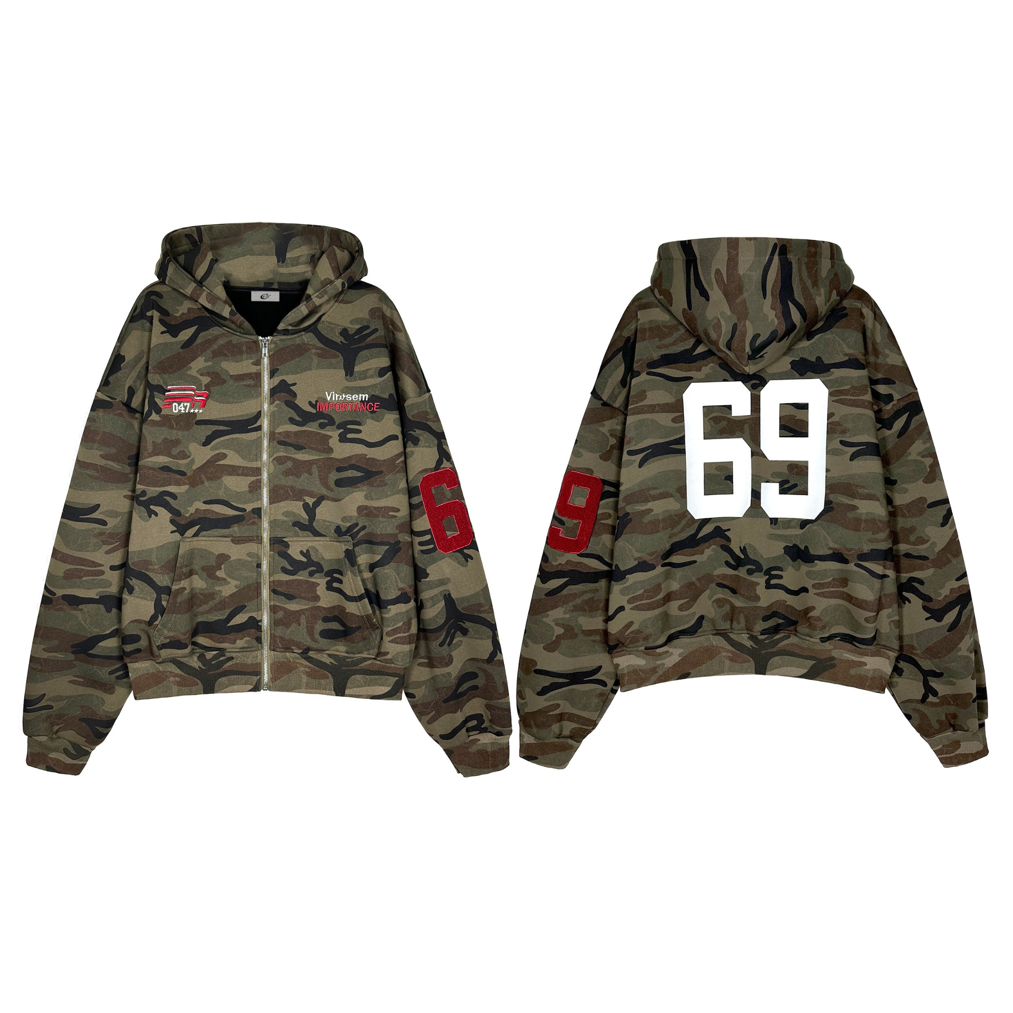 STARRVAINT Camo Varsity Zip Hoodie