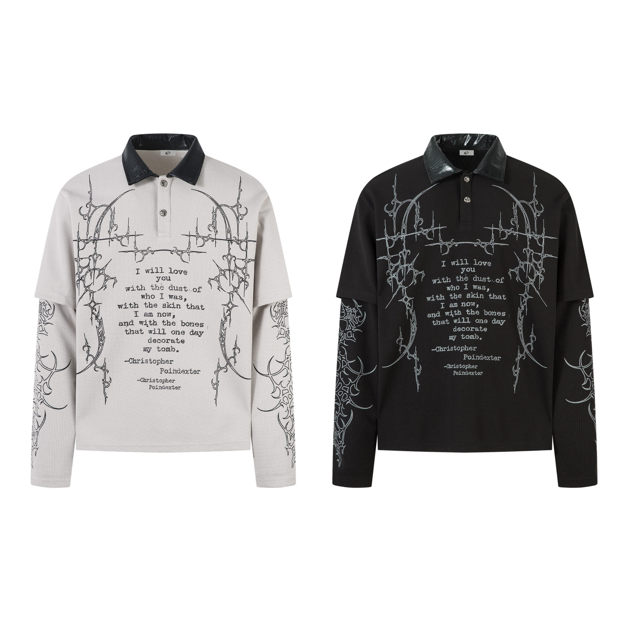 STARRVAINT Barbed Poetry Layered Collar Long Sleeve Polo