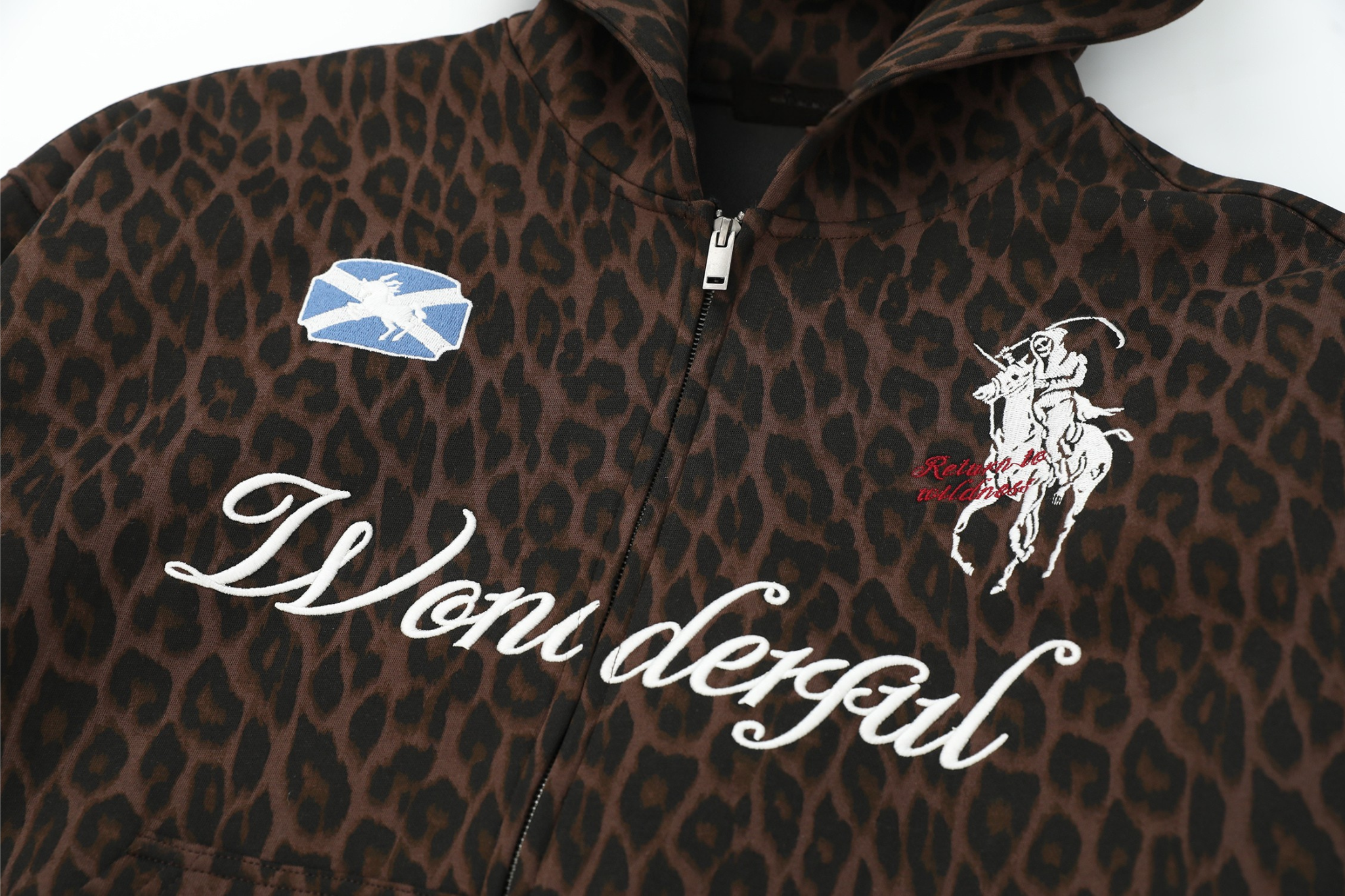 STARRVAINT Leopard Crest Zip Hoodie