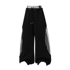 STARRVAINT Double-Waist Stripe Wide-Leg Sweatpants