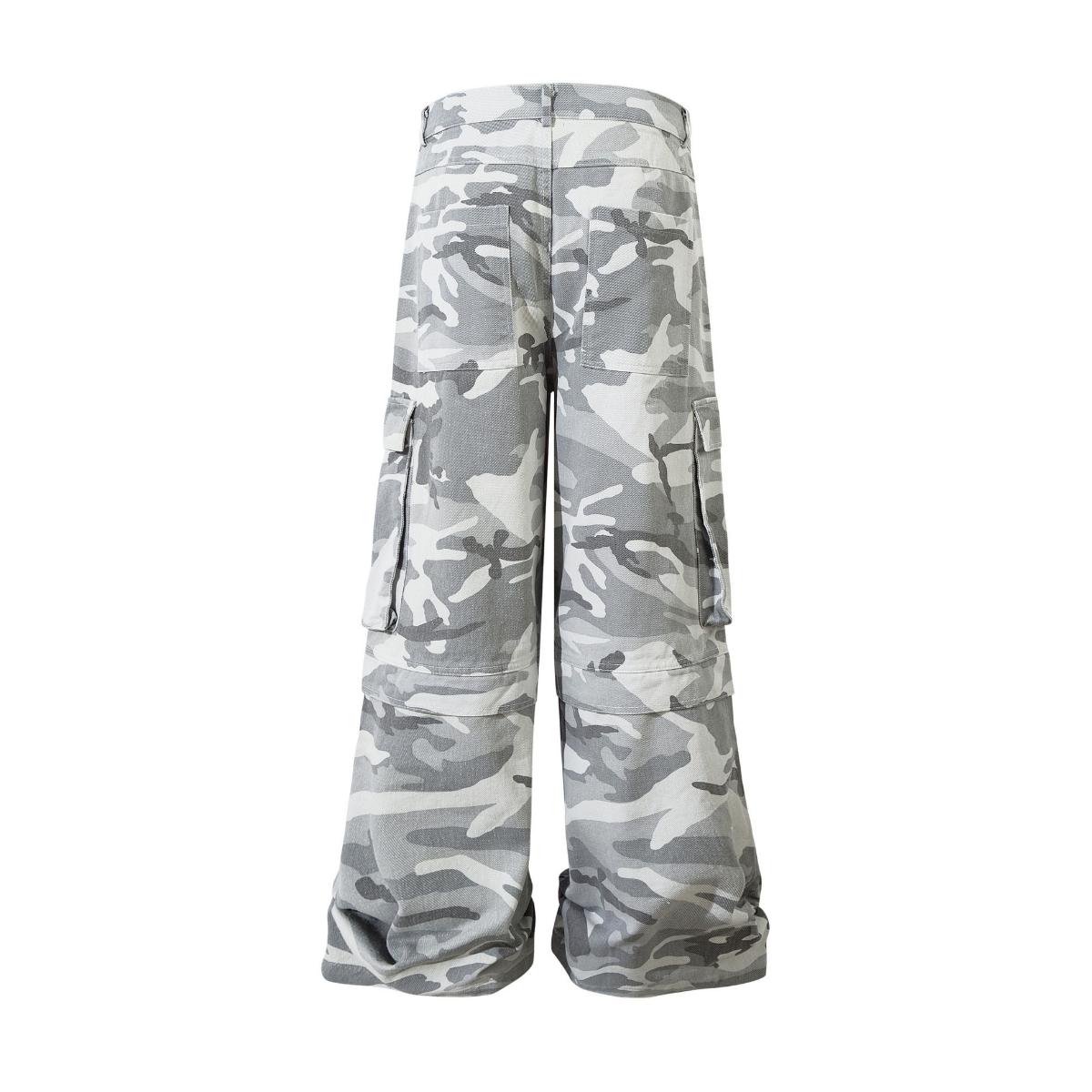STARRVAINT Grey Camo Cargo Wide-Leg Pants
