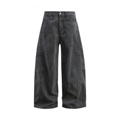 STARRVAINT Washed Wide-Leg Cotton Denim Pants