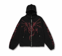 STARRVAINT Gothic Dragon Graphic Zip-Up Hoodie