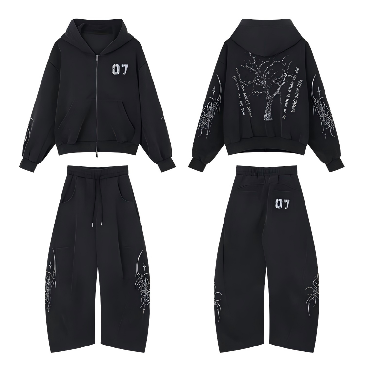 STARRVAINT Gothic Vine Zip Hoodie Set