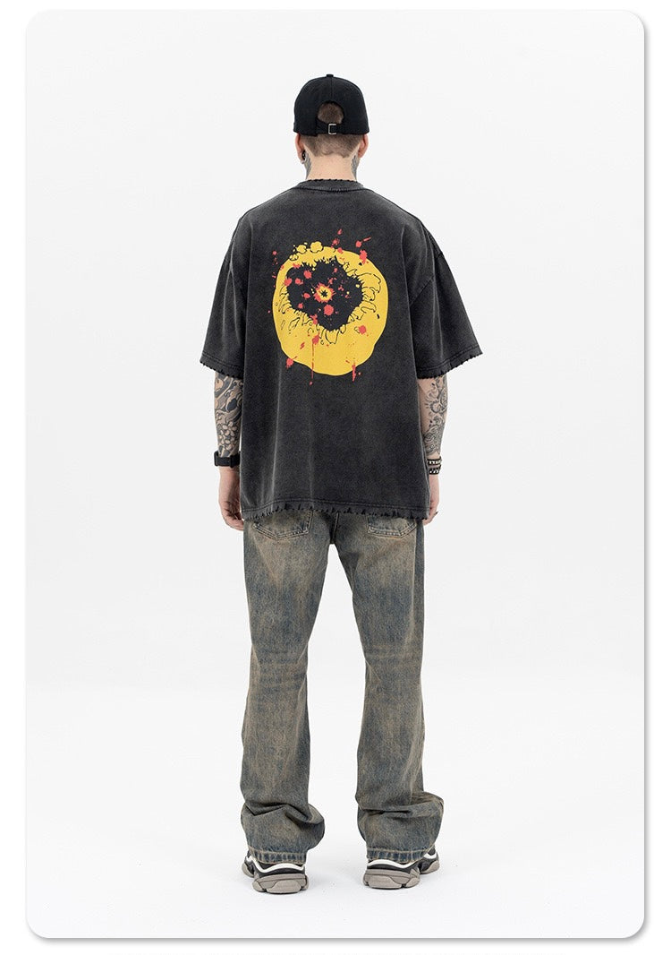 STARRVAINT Distressed Smiley Graphic Tee
