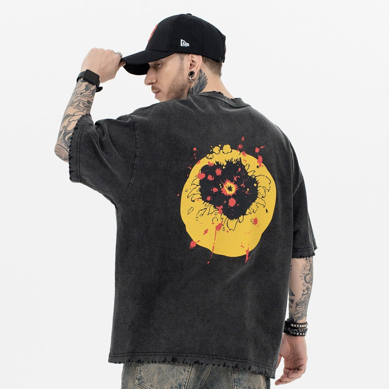 STARRVAINT Distressed Smiley Graphic Tee