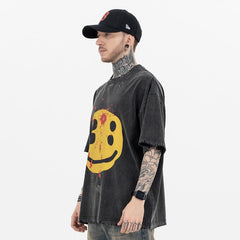 STARRVAINT Distressed Smiley Graphic Tee