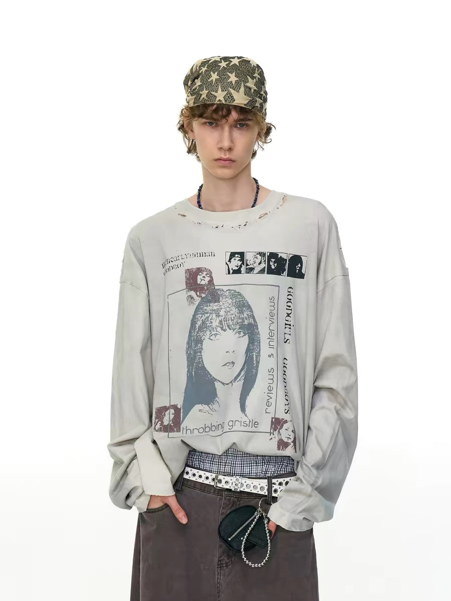 STARRVAINT Distressed Graphic Long Sleeve Tee