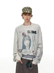 STARRVAINT Distressed Graphic Long Sleeve Tee