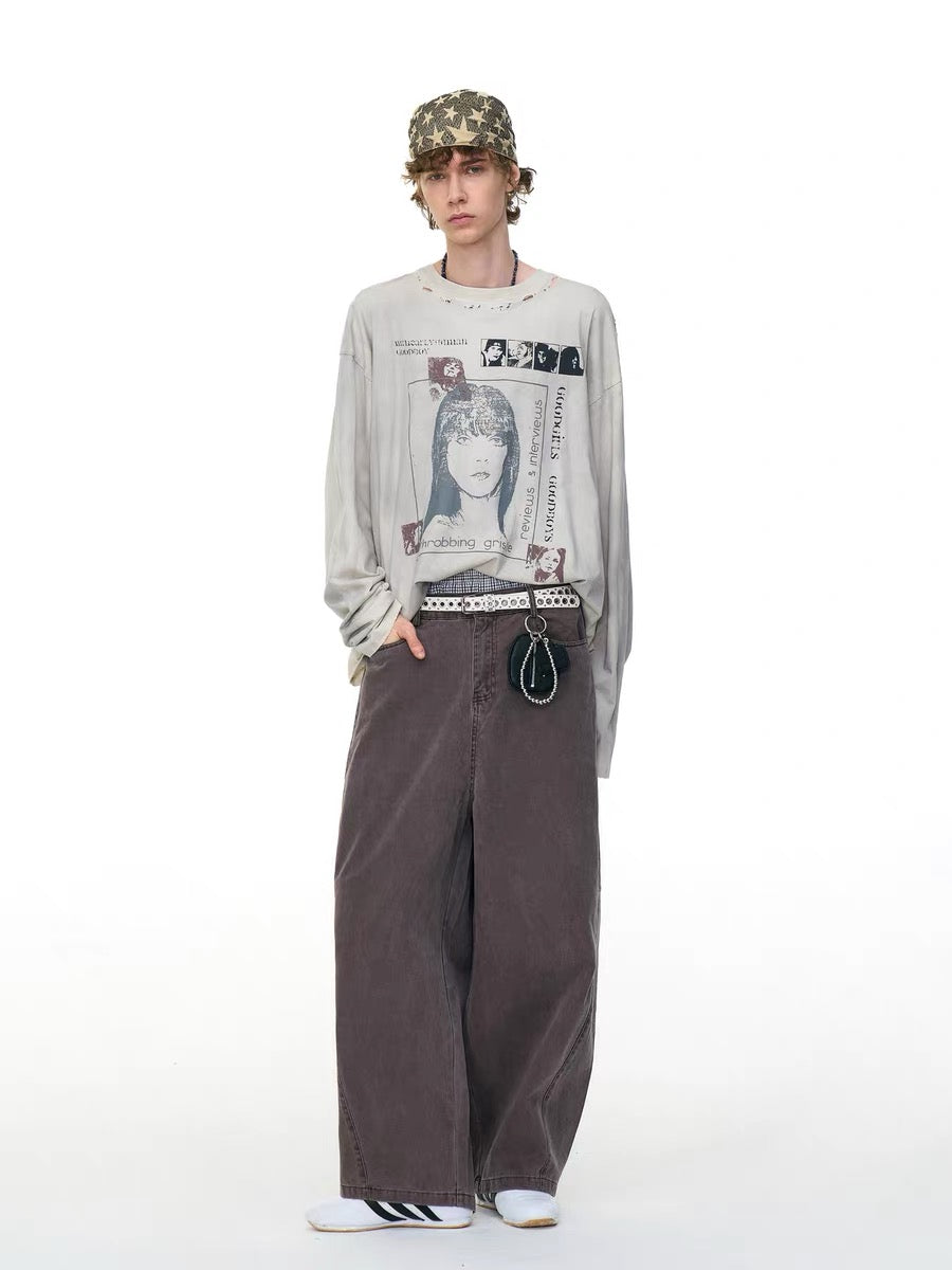STARRVAINT Distressed Graphic Long Sleeve Tee