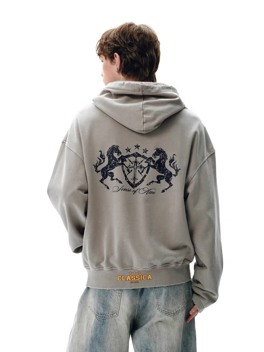 STARRVAINT Vintage Crest Zip Hoodie