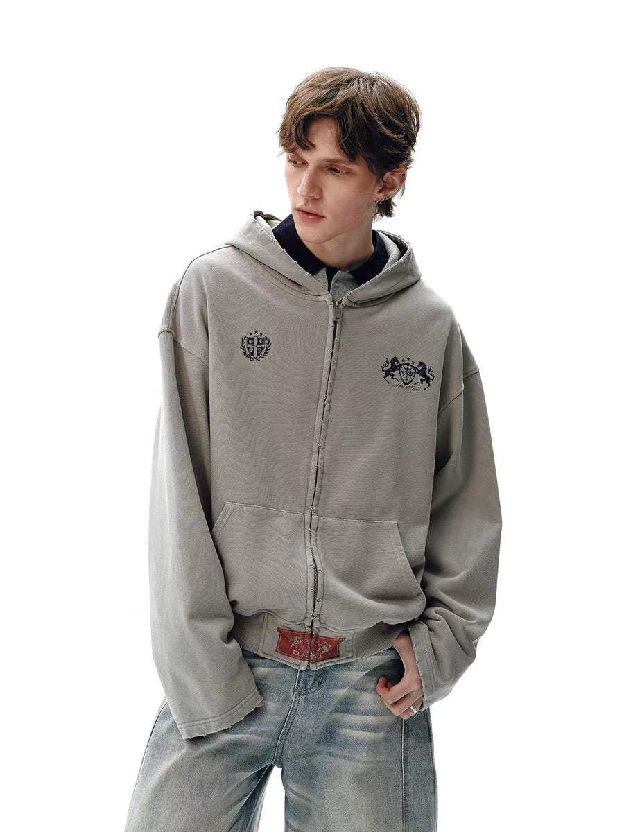 STARRVAINT Vintage Crest Zip Hoodie