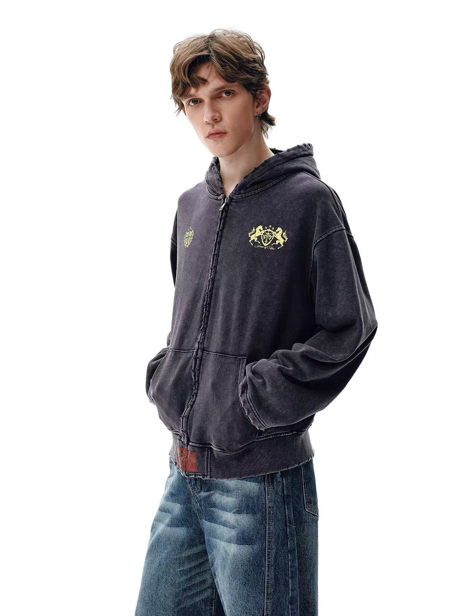 STARRVAINT Vintage Crest Zip Hoodie