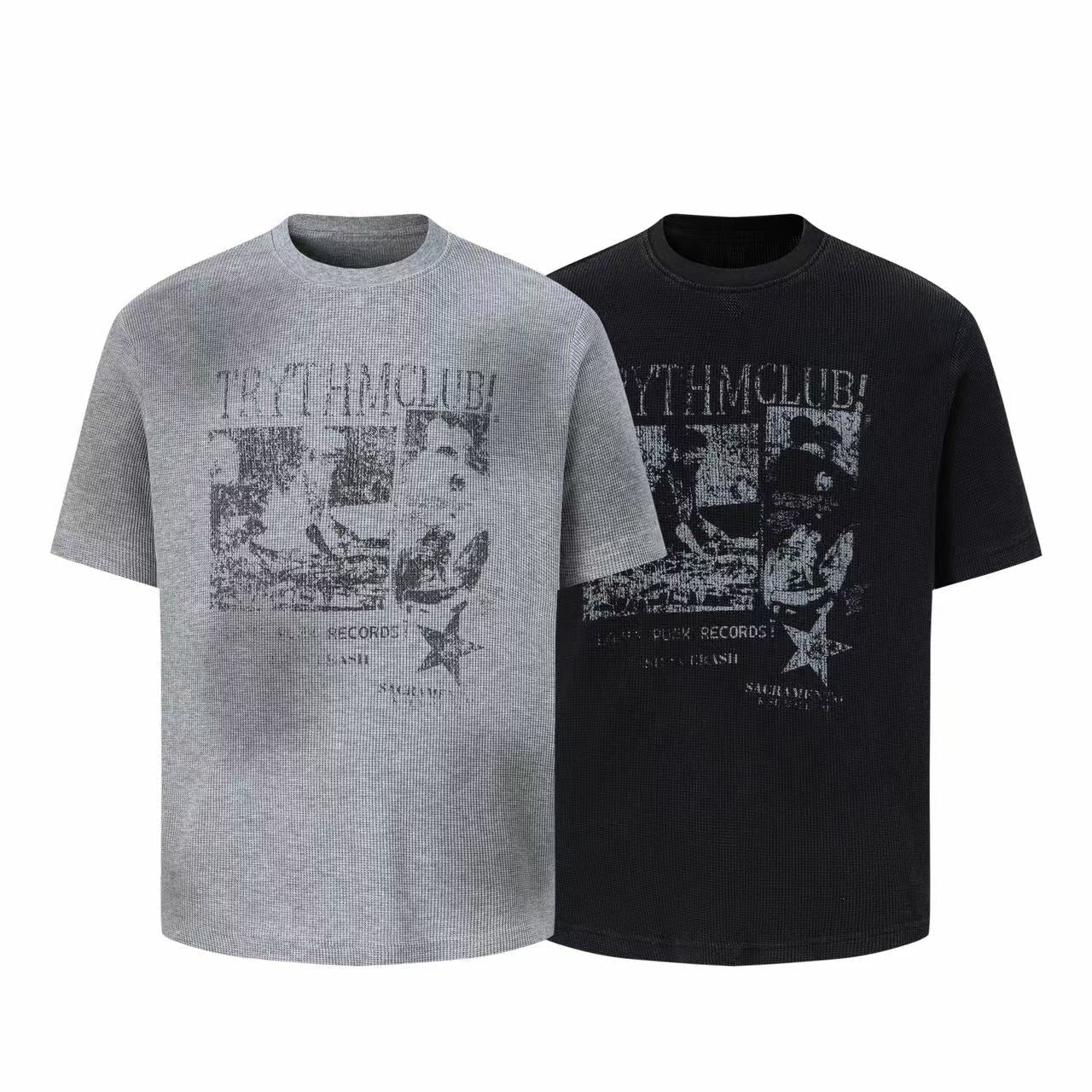 STARRVAINT Vintage Graphic Waffle T-Shirt