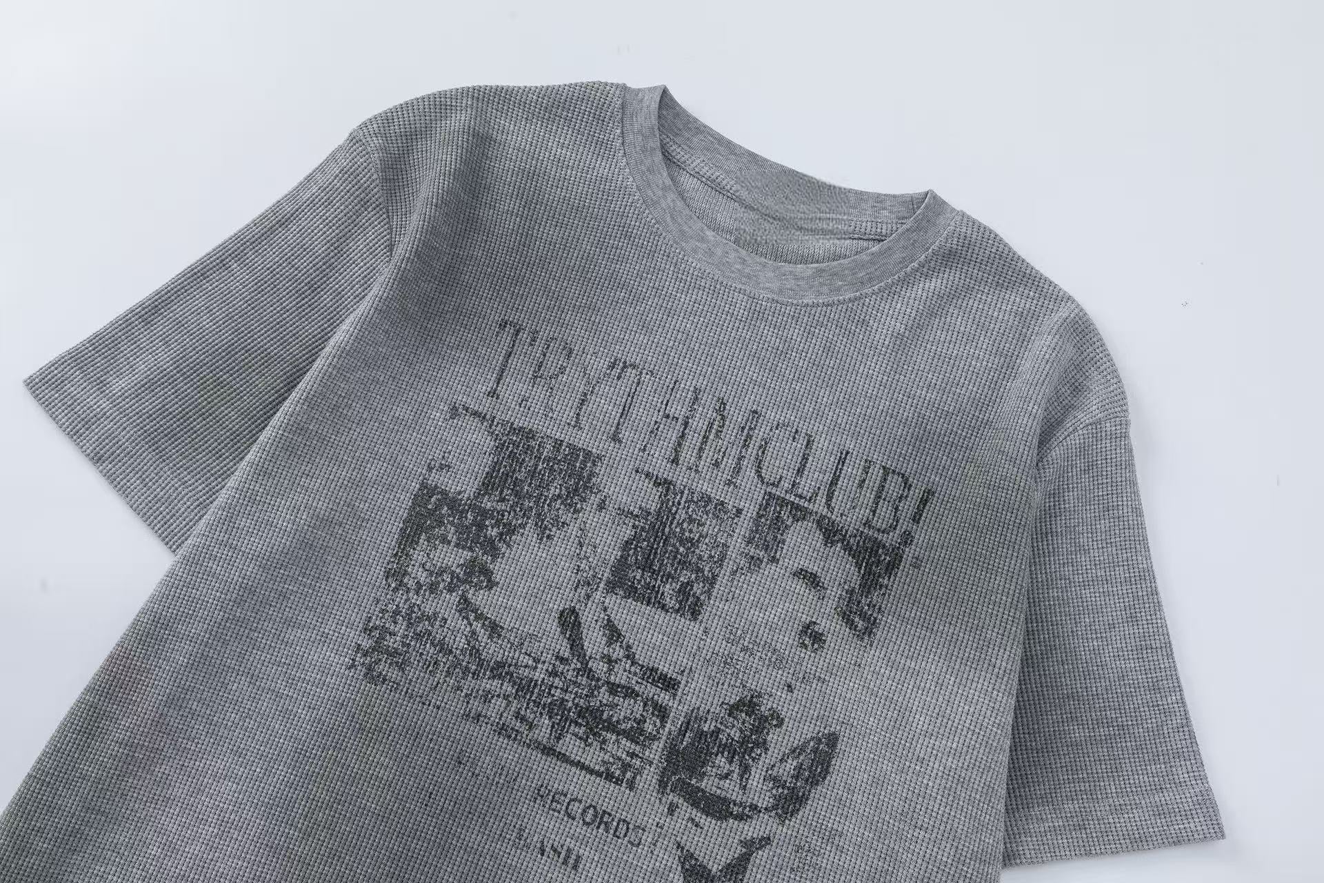 STARRVAINT Vintage Graphic Waffle T-Shirt