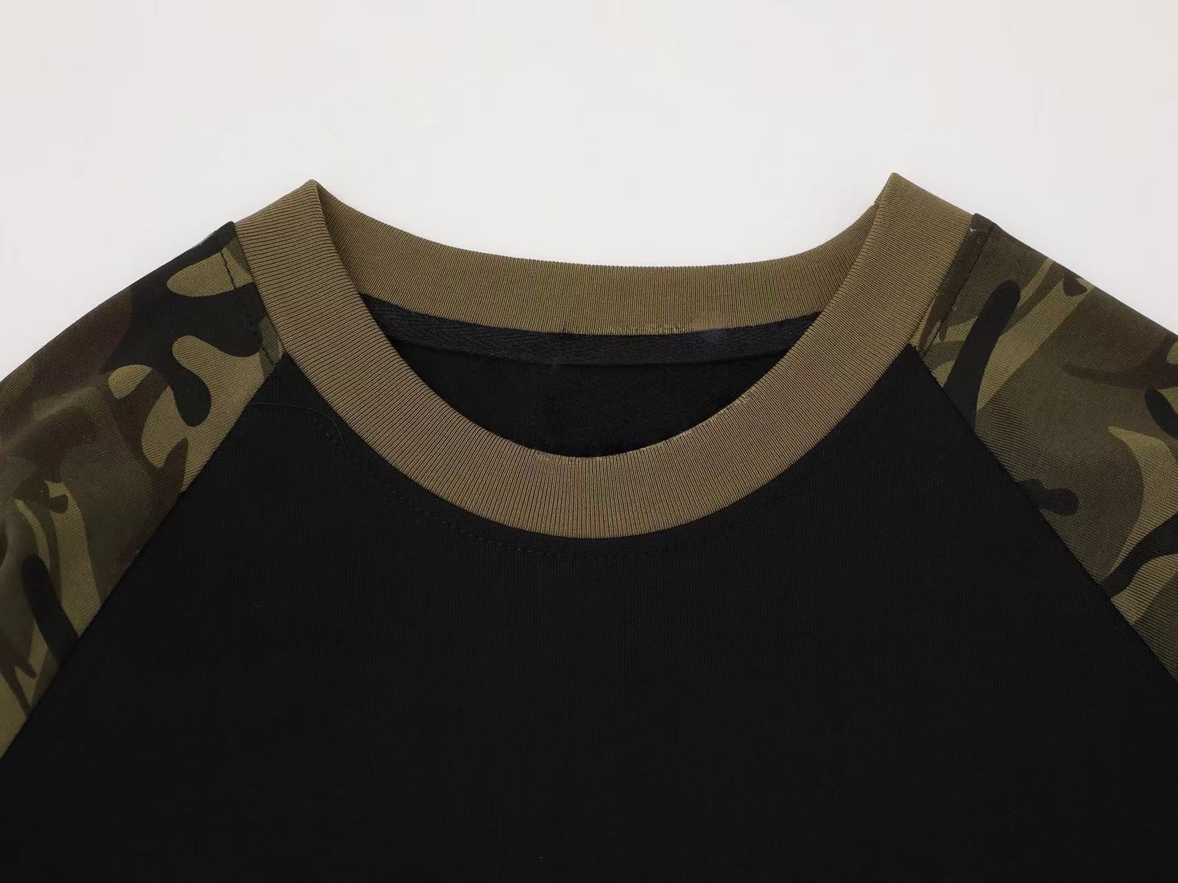 STARRVAINT Camo Sleeve Raglan Long Sleeve Tee