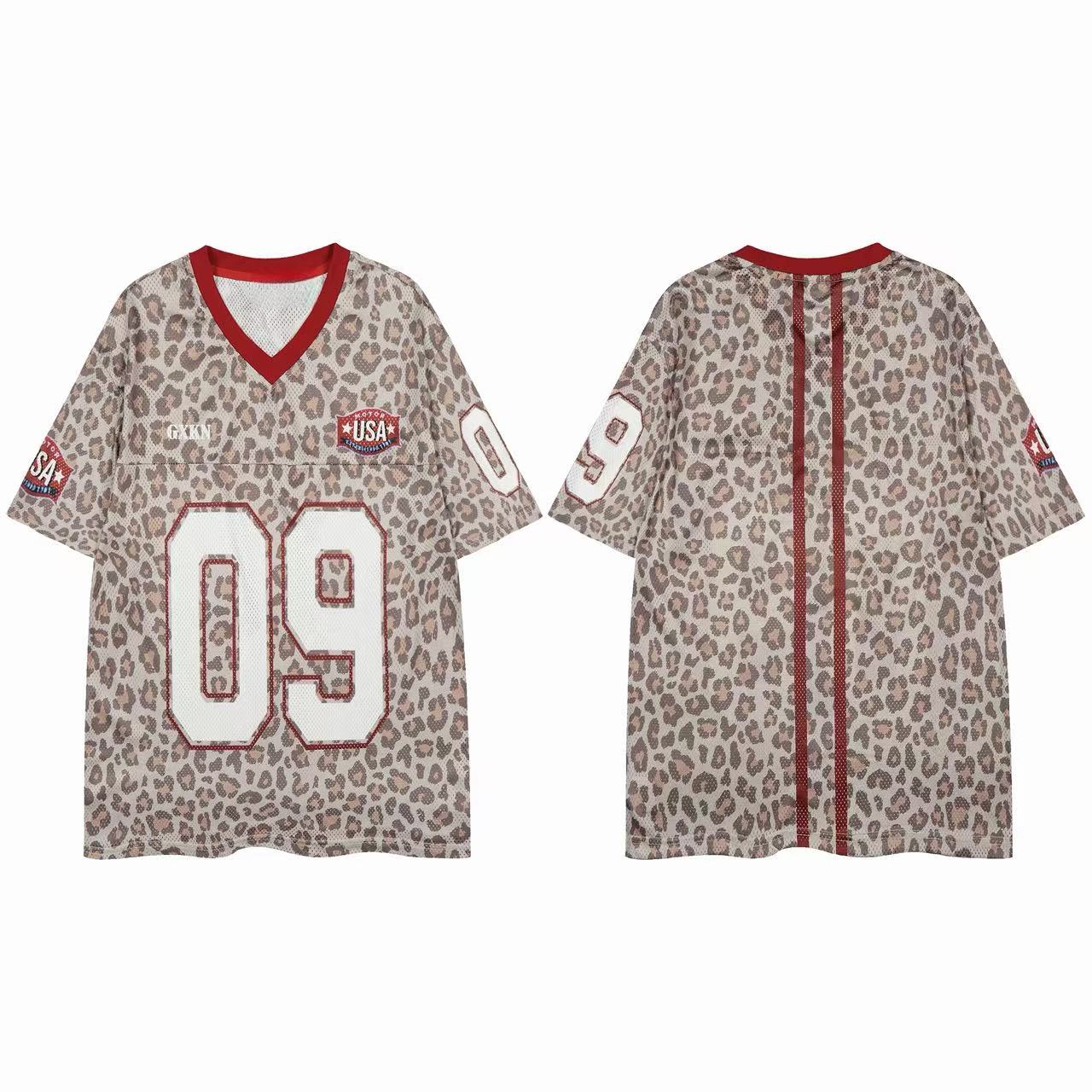STARRVAINT “Leopard Varsity Mesh Jersey”