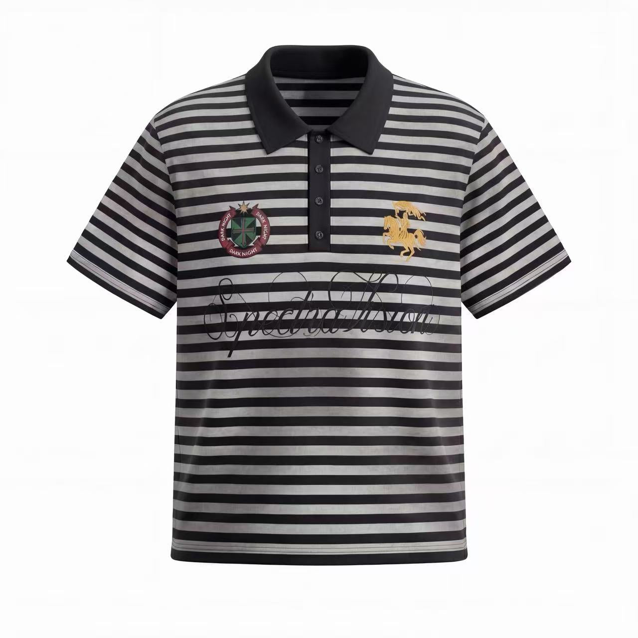 STARRVAINT “Stripe Crest Polo Tee”