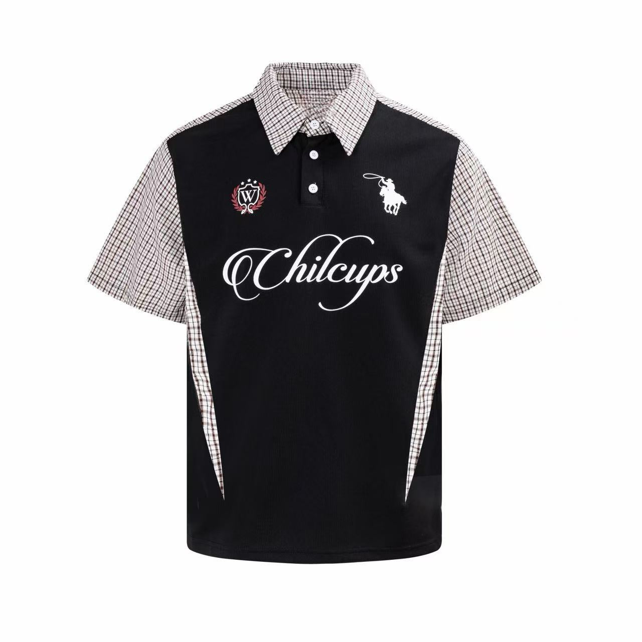 STARRVAINT Vintage Plaid Panel Polo