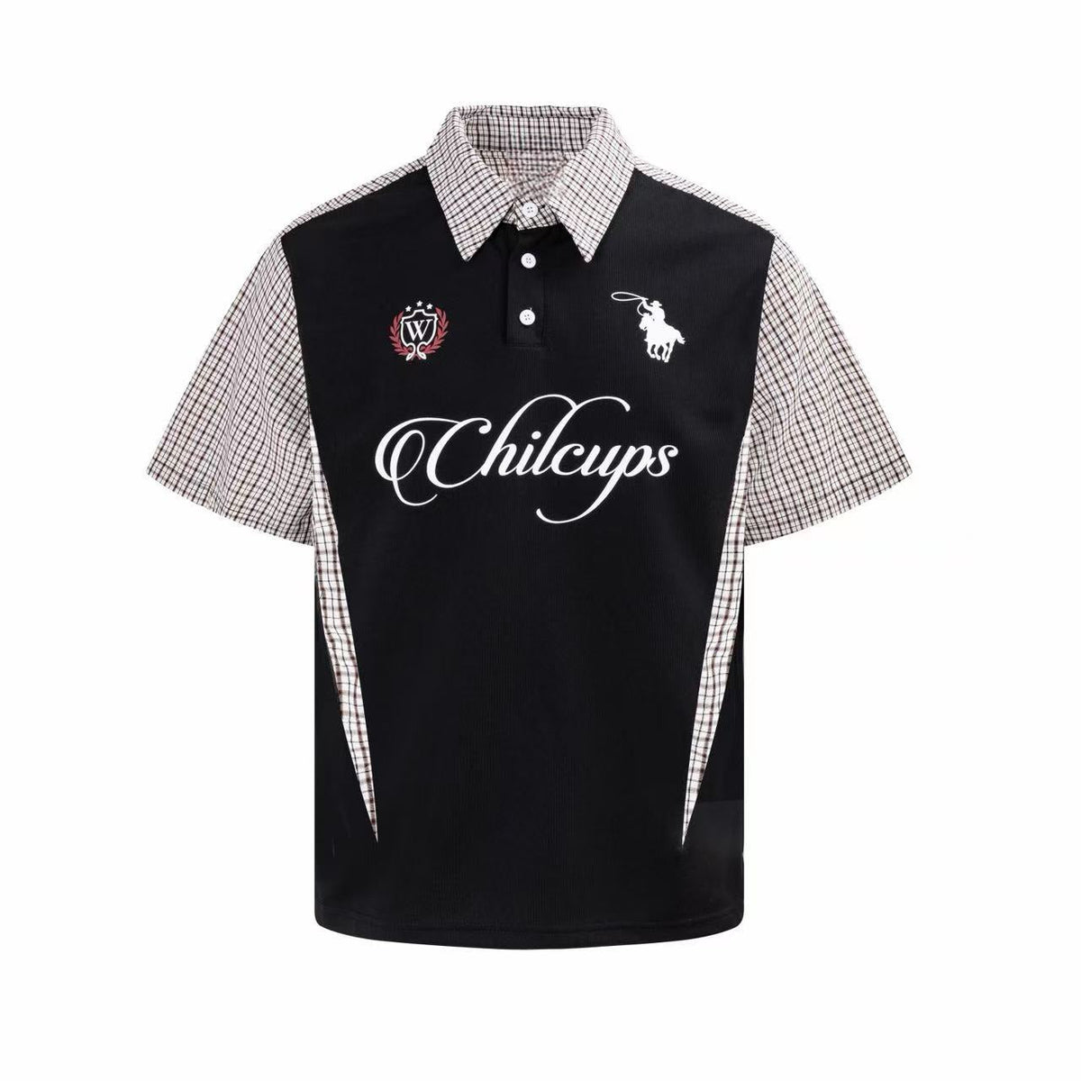 STARRVAINT Vintage Plaid Panel Polo