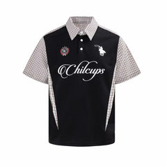 STARRVAINT Vintage Plaid Panel Polo