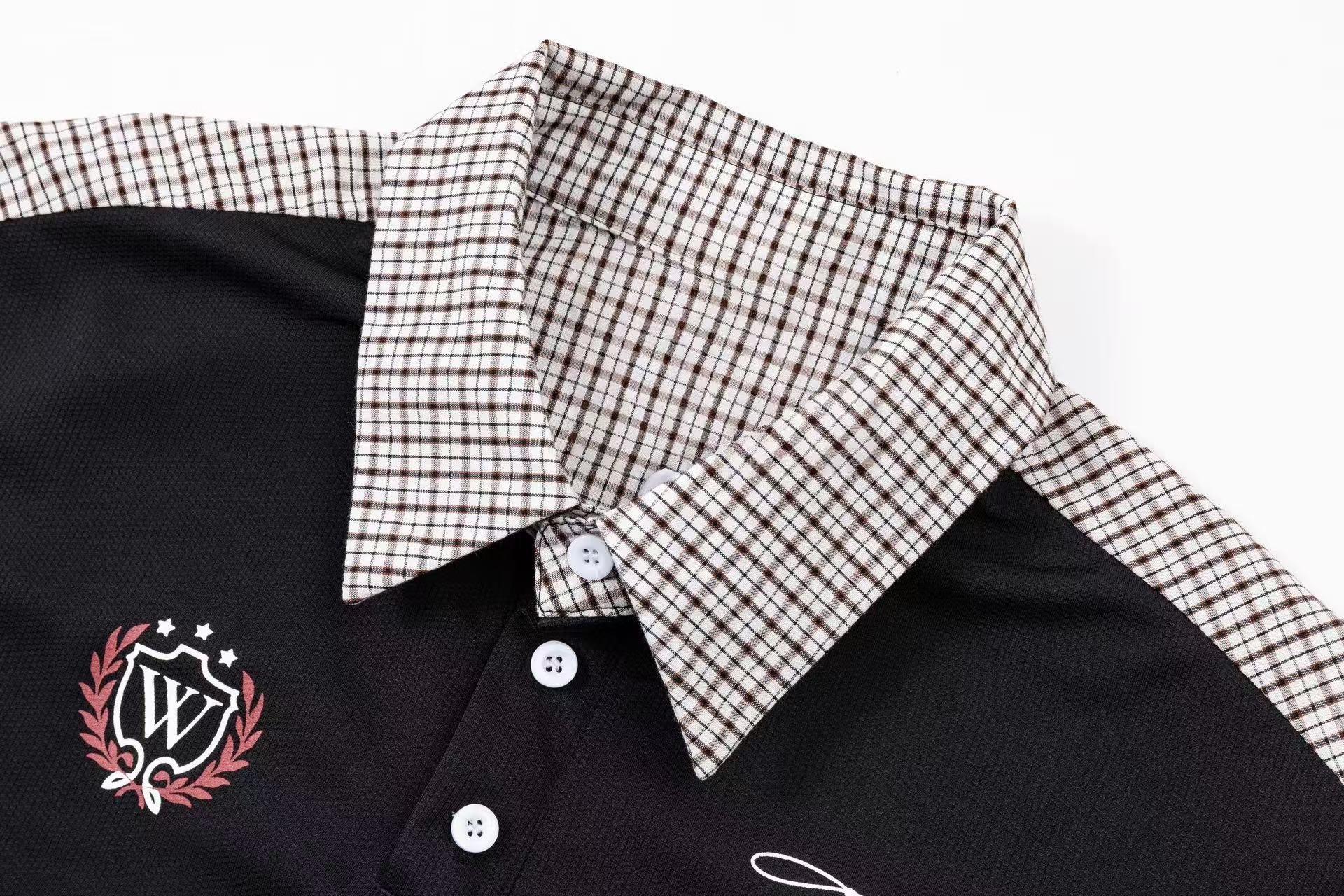 STARRVAINT Vintage Plaid Panel Polo