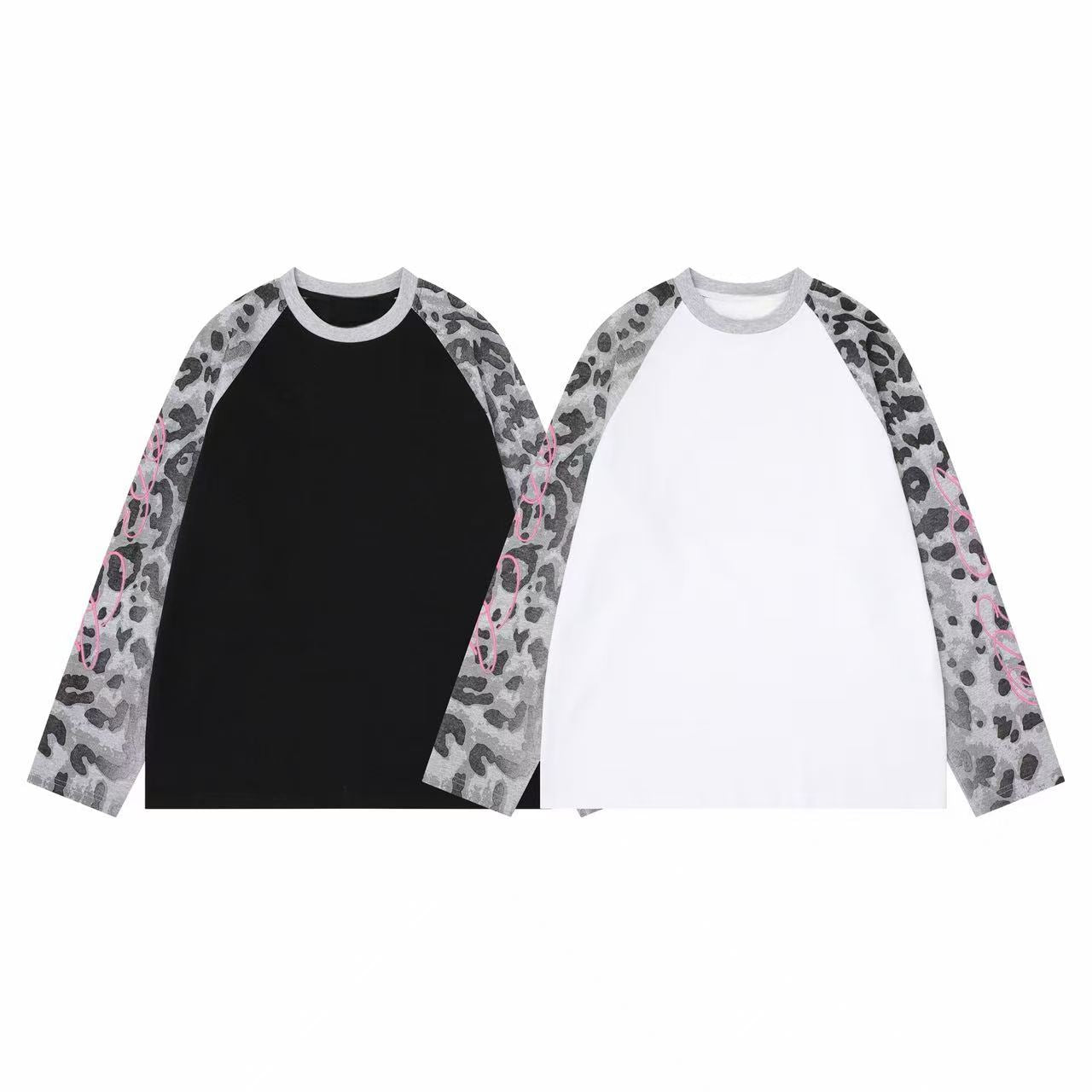STARRVAINT Leopard Raglan Long Sleeve Tee