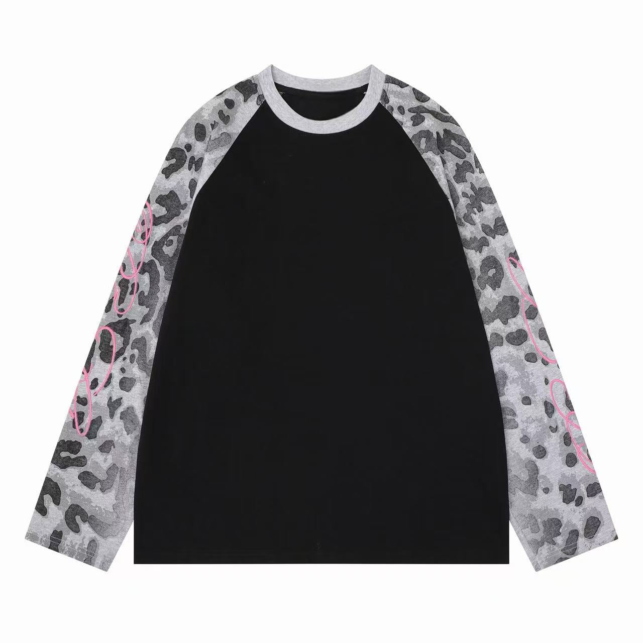 STARRVAINT Leopard Raglan Long Sleeve Tee