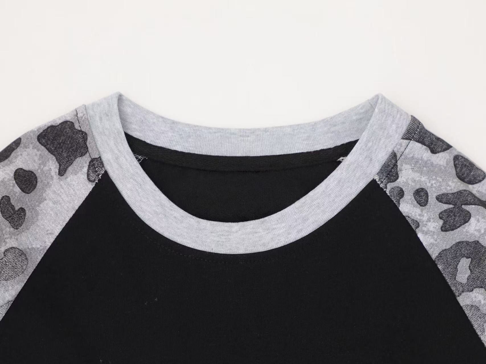 STARRVAINT Leopard Raglan Long Sleeve Tee