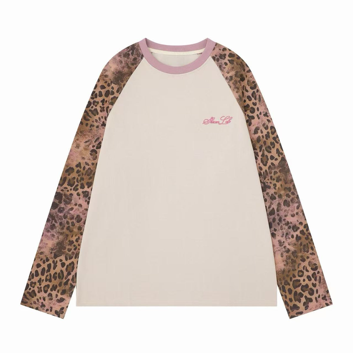 STARRVAINT Leopard Raglan Long Sleeve Tee