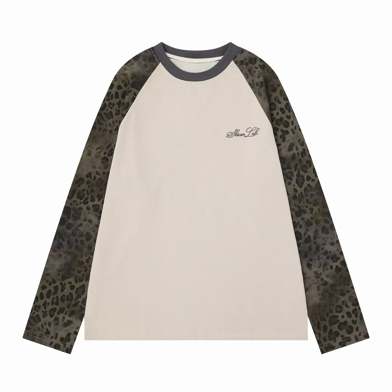 STARRVAINT Leopard Raglan Long Sleeve Tee