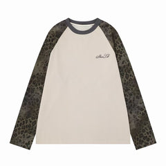 STARRVAINT Leopard Raglan Long Sleeve Tee