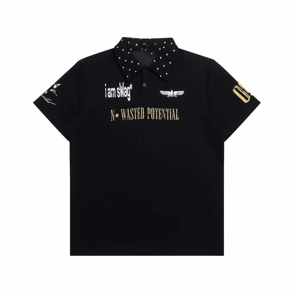 STARRVAINT Studded Collar Polo Shirt