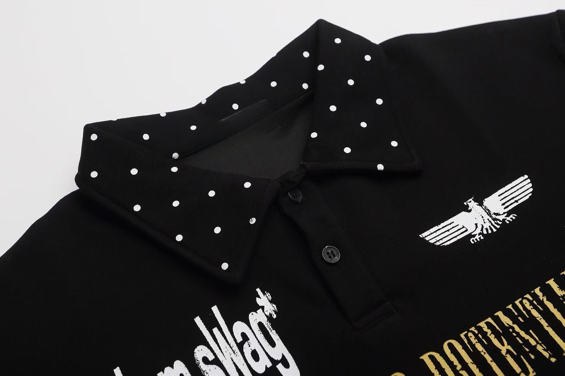STARRVAINT Studded Collar Polo Shirt